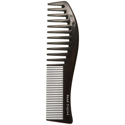 Curved Fine and Wide Tooth 8.5 Inch Hard Rubber Comb  -C661HR
