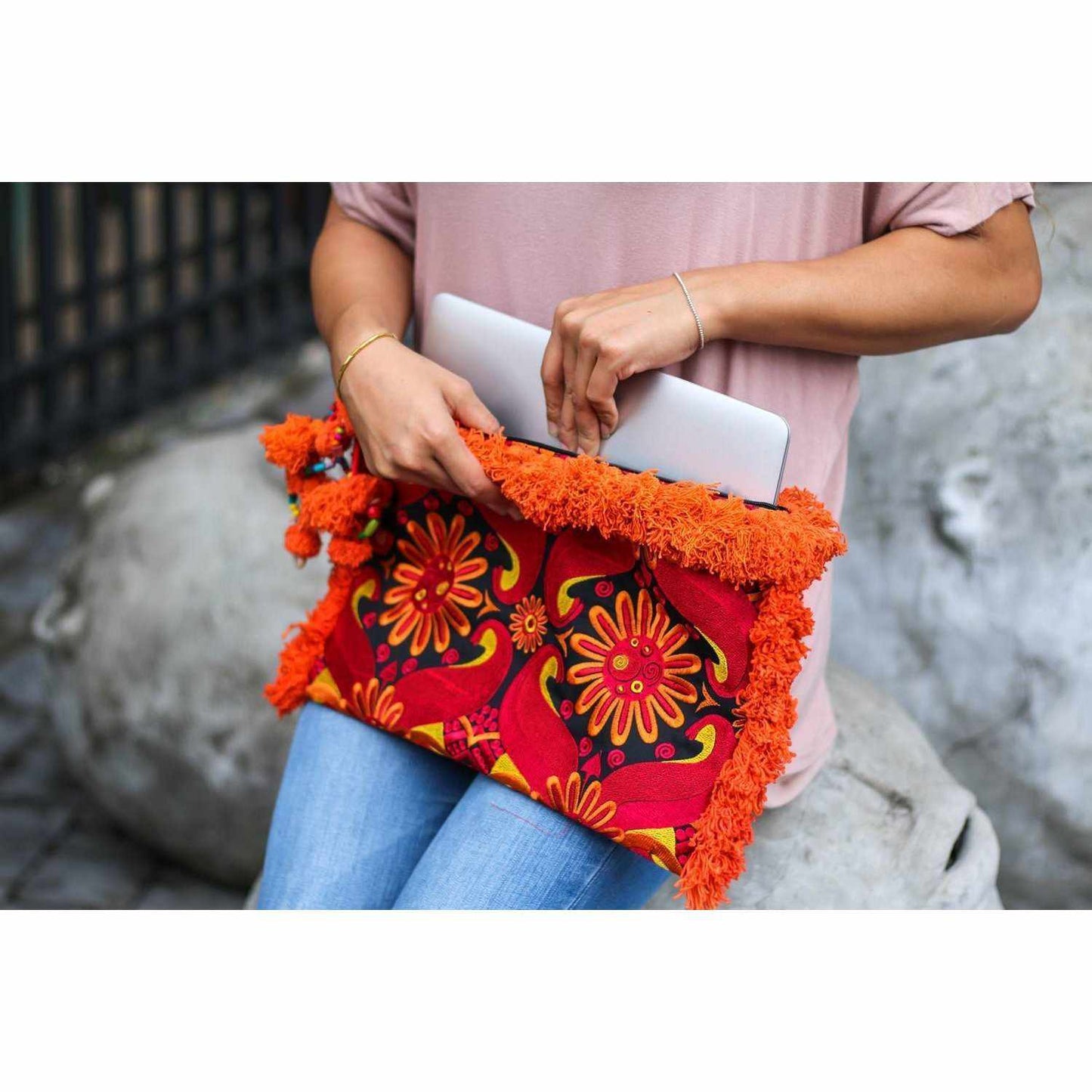 Computer Case | Oversize Pom Pom Clutch - Thailand