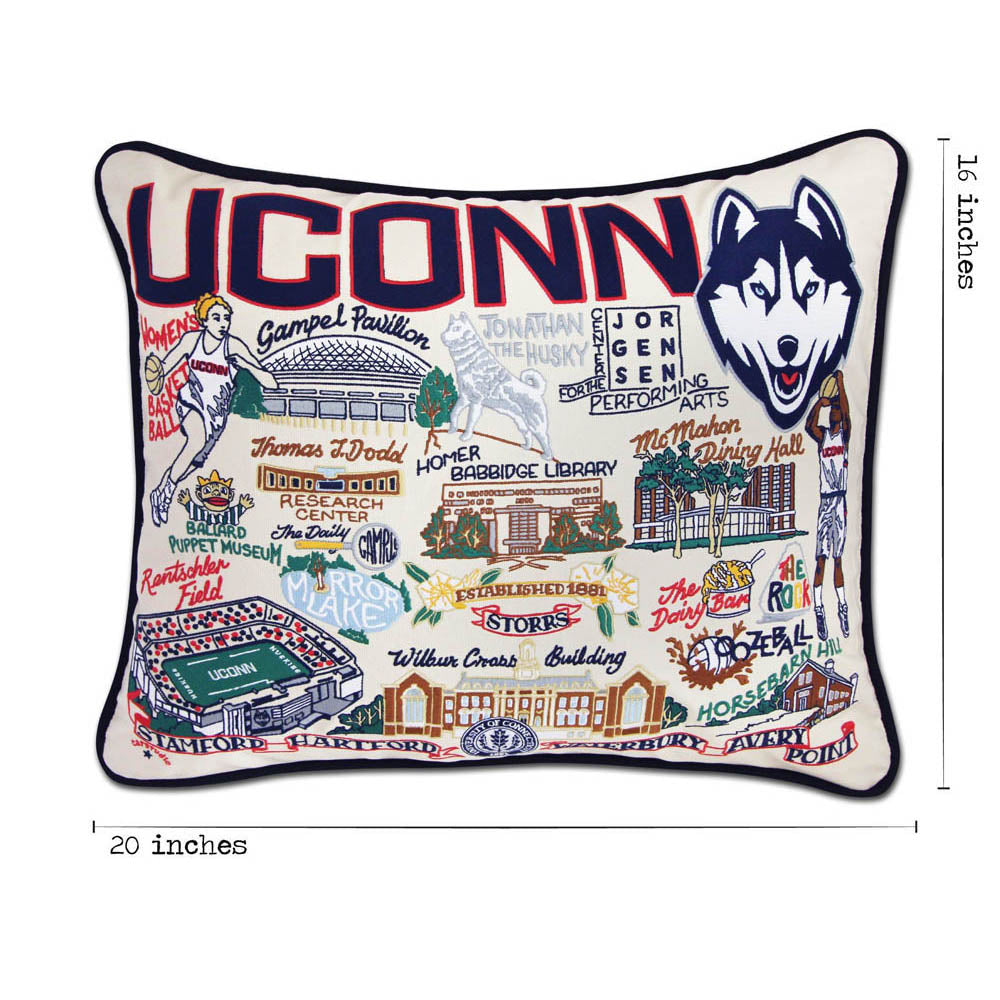 Connecticut, University of Collegiate Embroidered Pillow by CatStudio