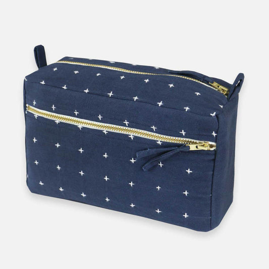 Medium Toiletry Bag | Navy Cross-Stitch
