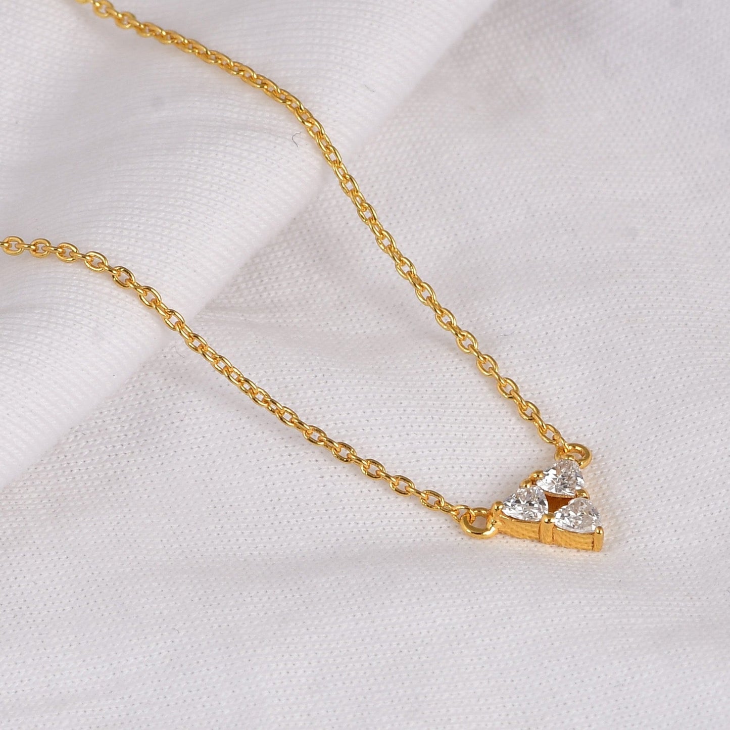 Story of 3 Hearts Lab Grown Heart Shaped Pendant Necklace