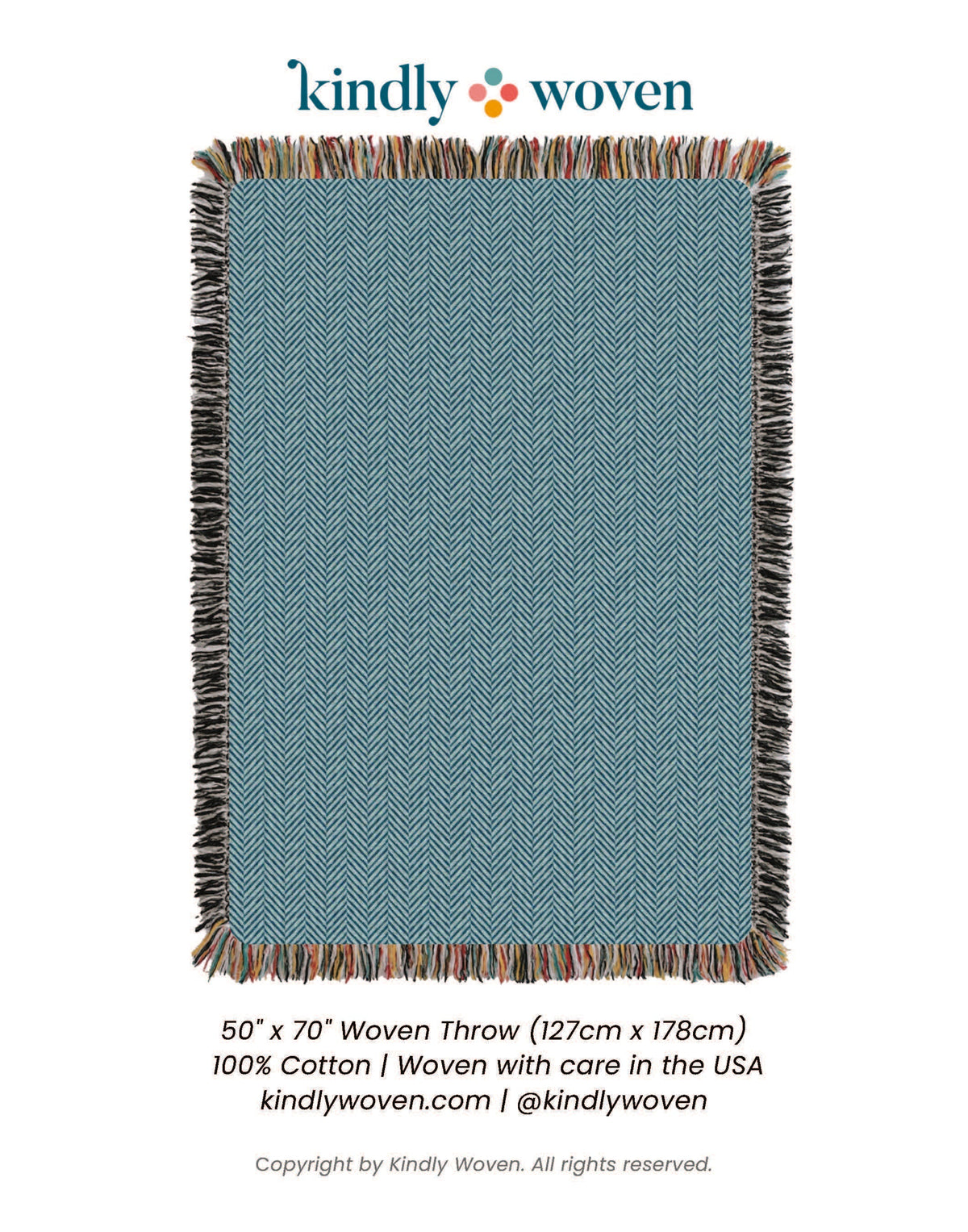 Blue Herringbone Jacquard Woven Throw
