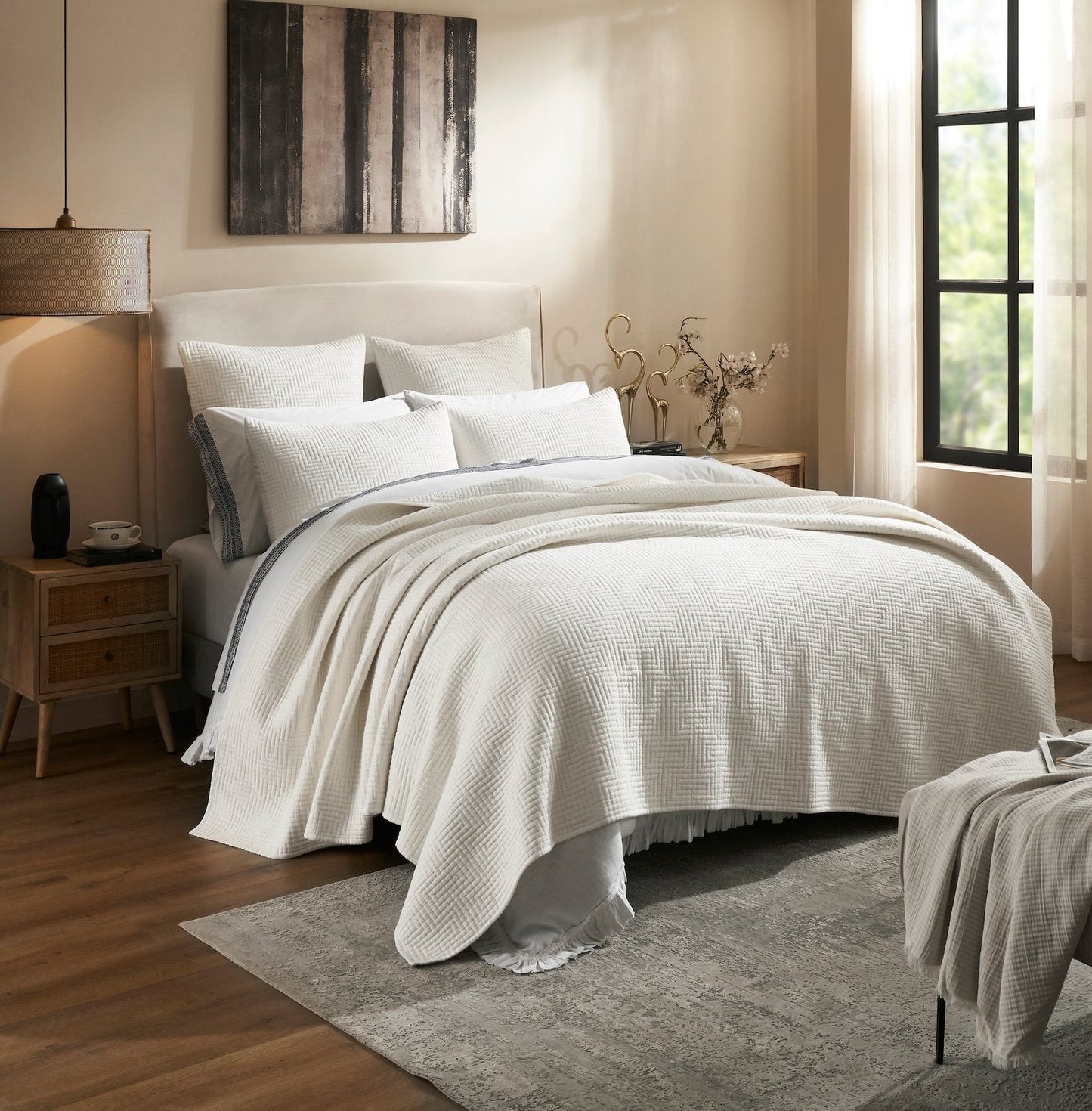 Maze Geometric Linen Coverlet
