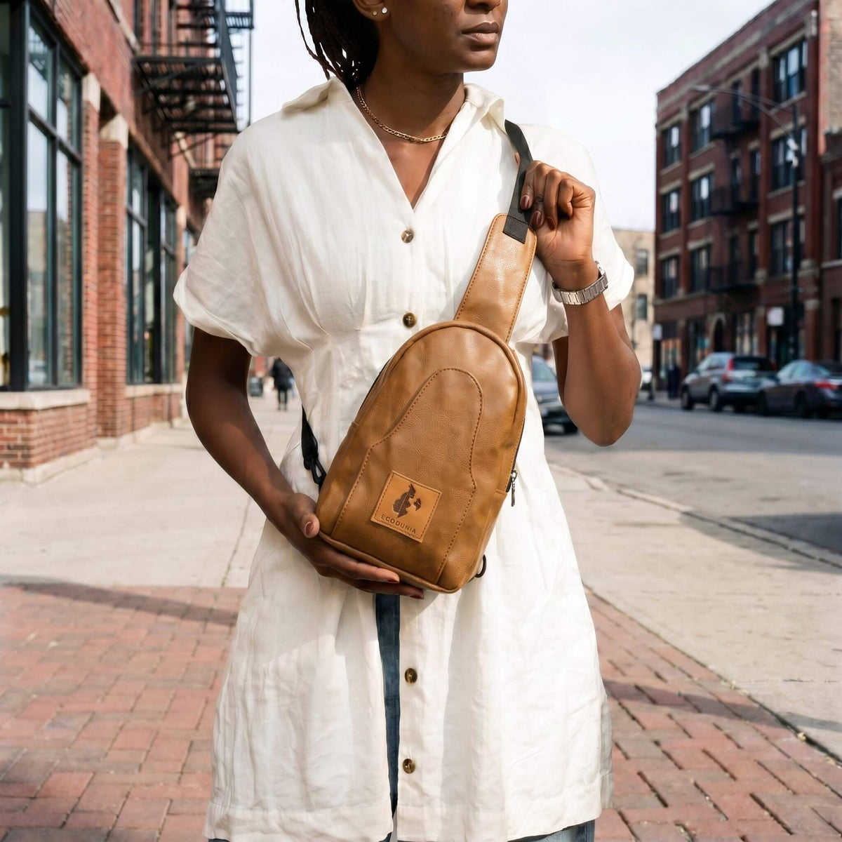 Vegan Leather Sling Bag for Women | Buru Small Crossbody Bag for Men