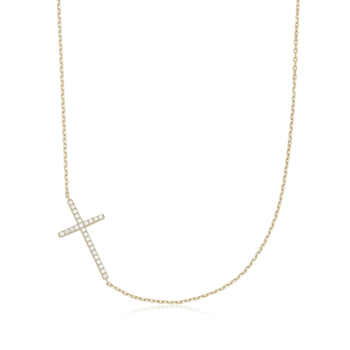 Horizontal CZ Cross Necklace
