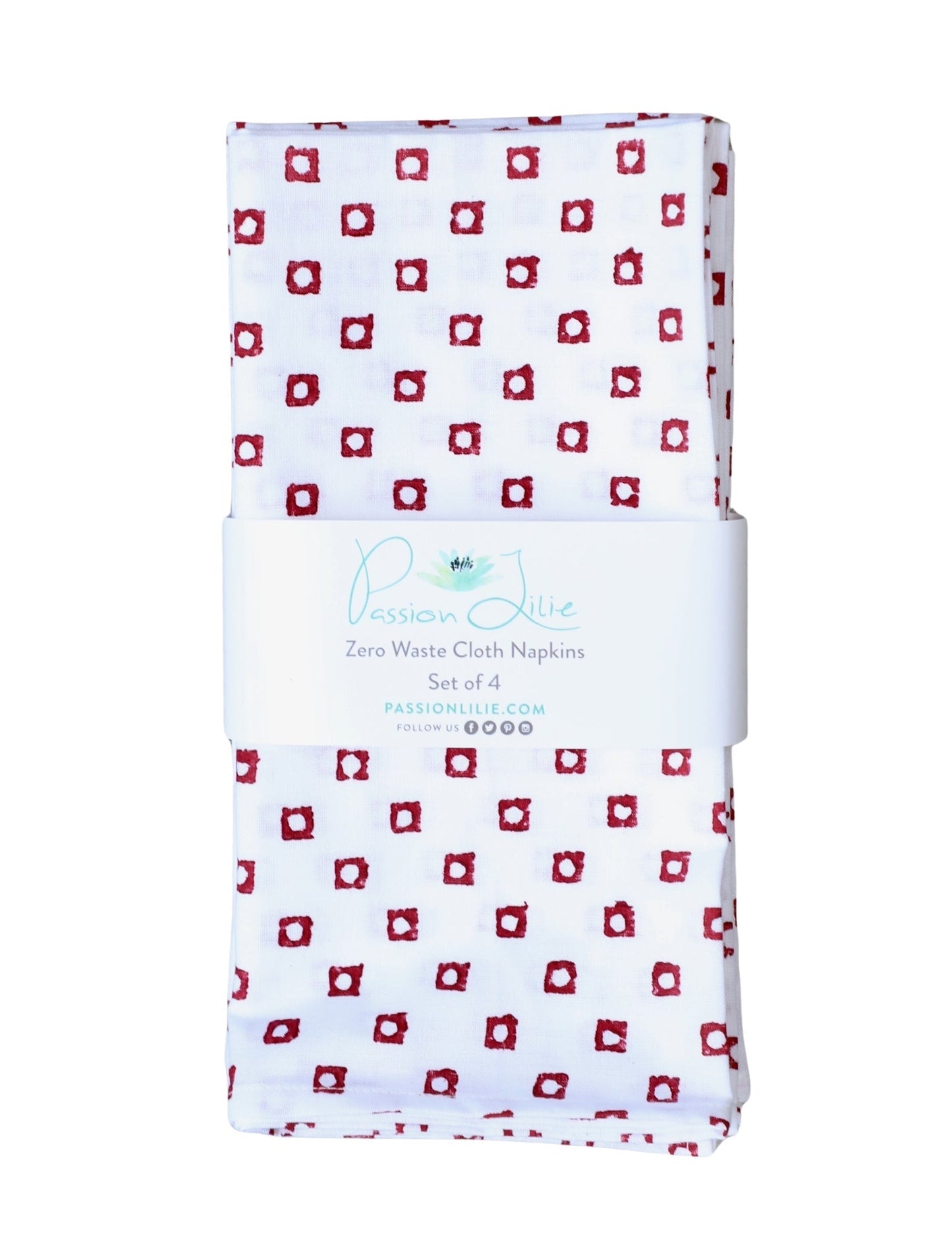 S/4 Cloth Napkins - Red Squares