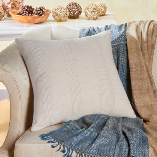 ECOLOOM Handwoven Cotton Pillow with Down-Alternative Insert – Raised Weave Texture, Fair Trade