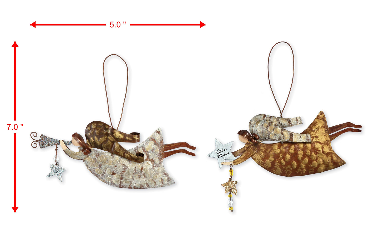 Heavenly Flight Rustic Angel Ornaments - Set of 4