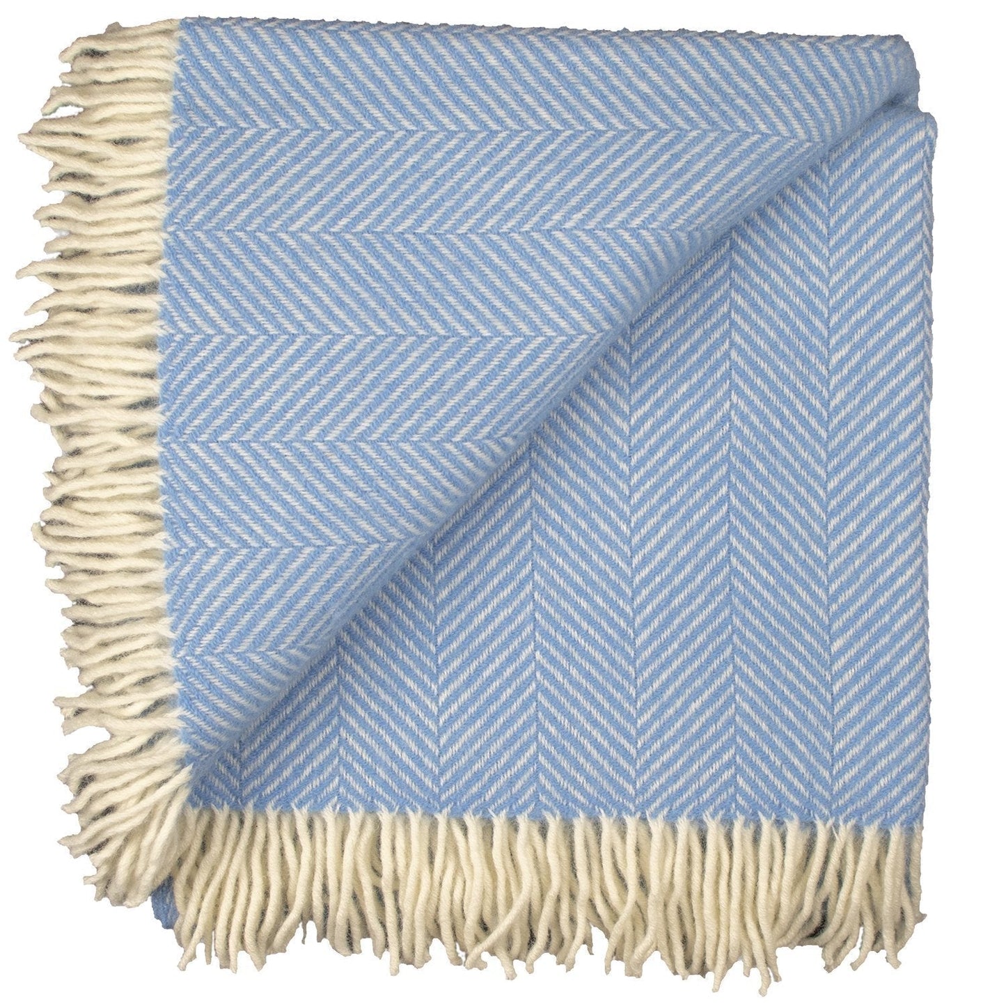 Highland Tweeds Herringbone Pure New Wool Throw ~ Sky Blue  ~ - Osadia Concept Store