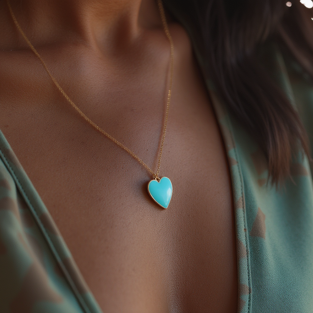 Single Hearted Girl Turquoise Necklace | Magnetic Clasp