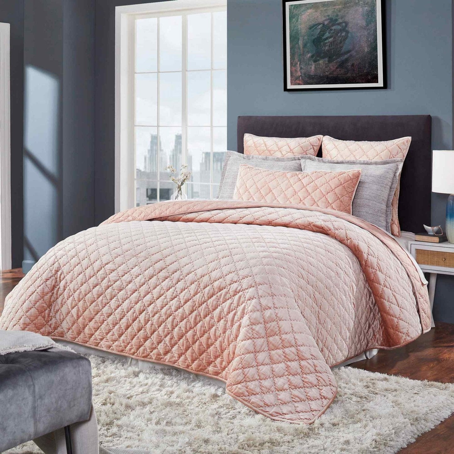 Clermont Diamond Velvet Quilt - Clearance
