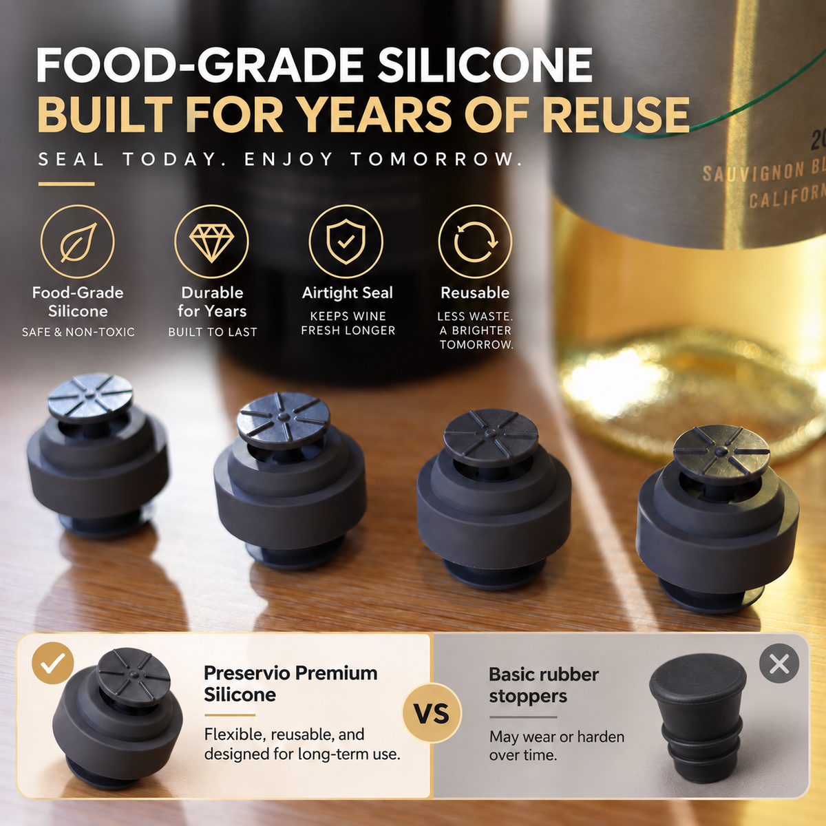 Four Silicone Stopper Bundle