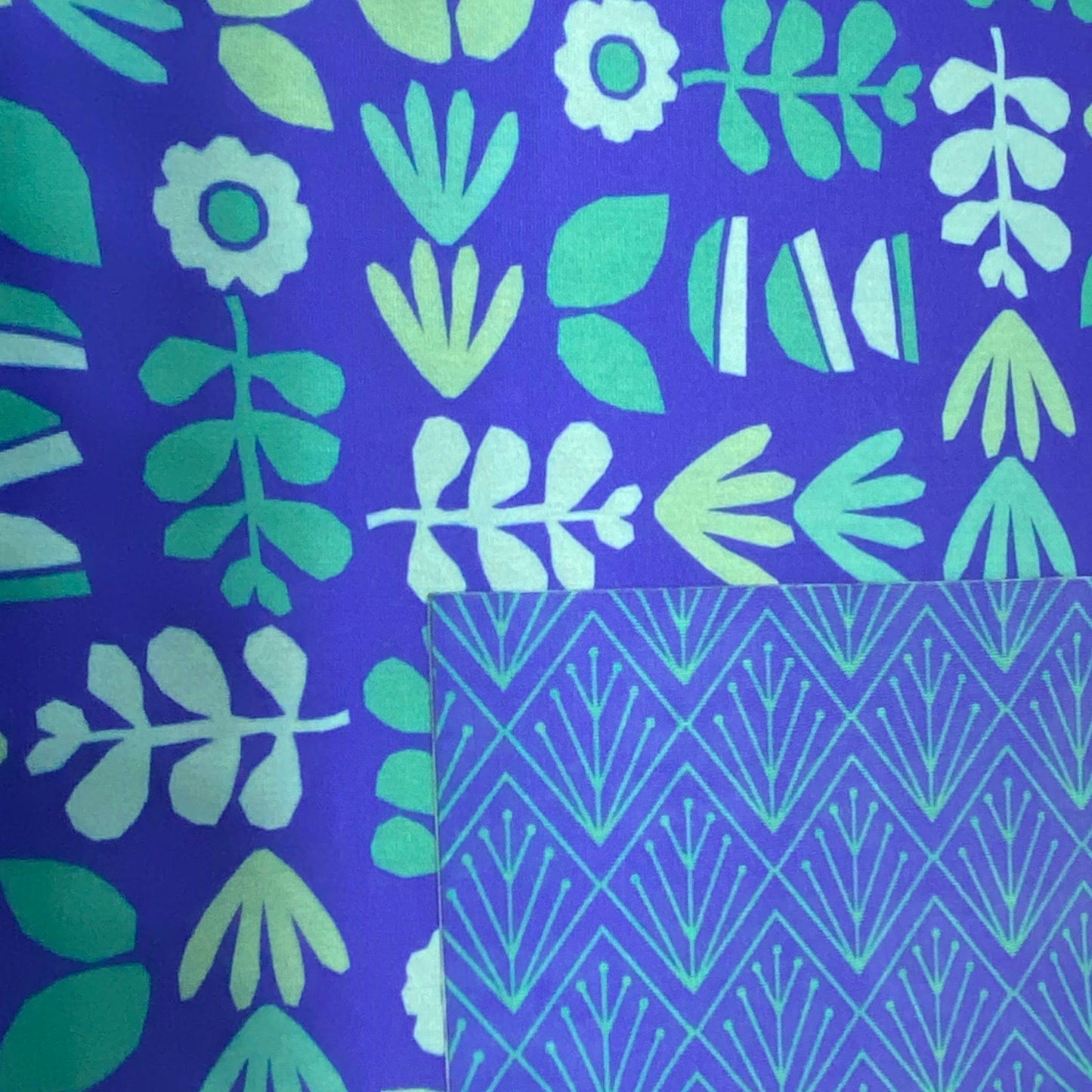 Set of 3 (S, L, XL) Reusable Cloth Furoshiki Gift Wrap | Blue Botanical