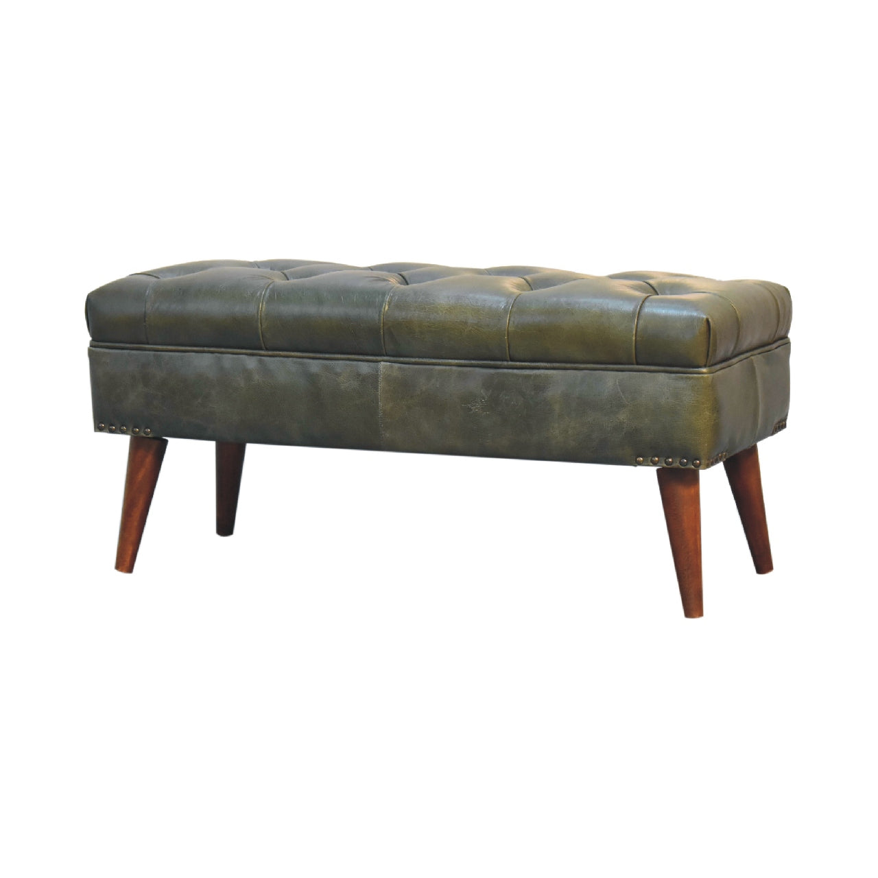 Solid Wood Harbour Leather Upholstered Bench