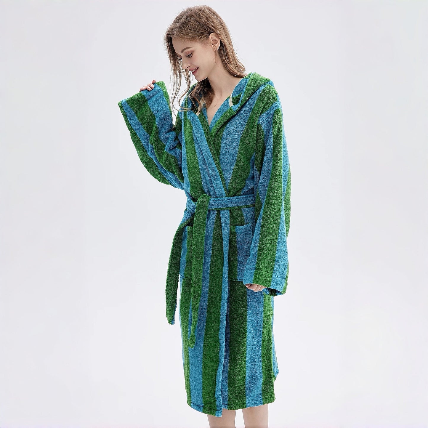 Ultra Soft Retro Whimsical Stripe Bath Robe