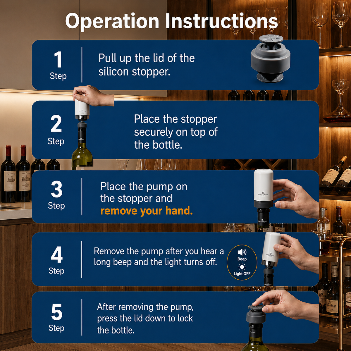 Preservio Automatic Wine Preservation Pump + Bonus 2 Silicone Stoppers