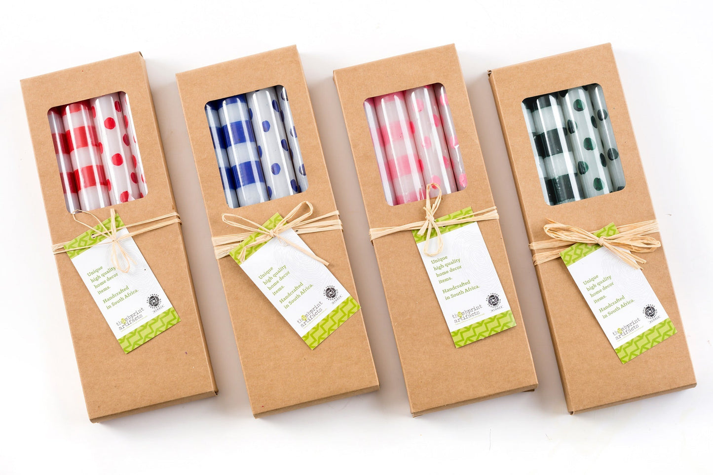 Red Dots & Stripes Tapers - Gift Box of 4