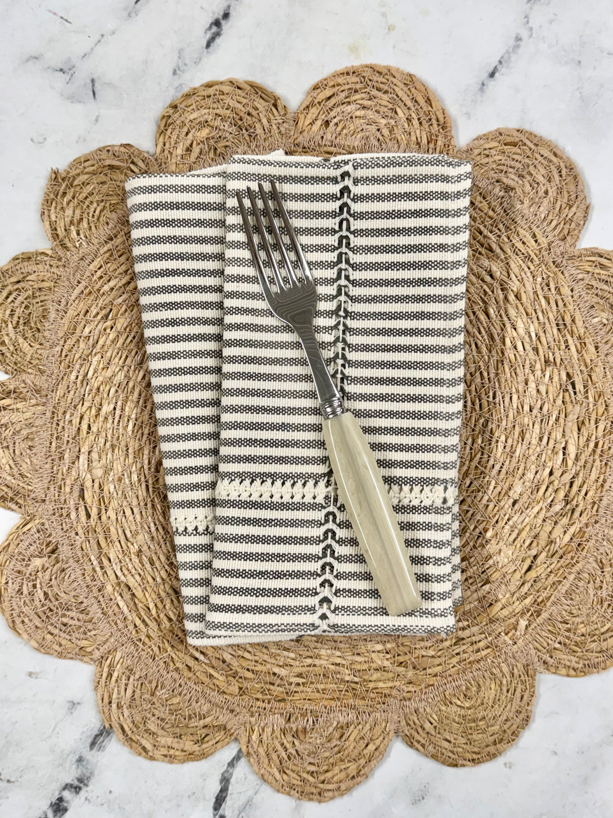 Hand-stitched Napkin, Striped S/2