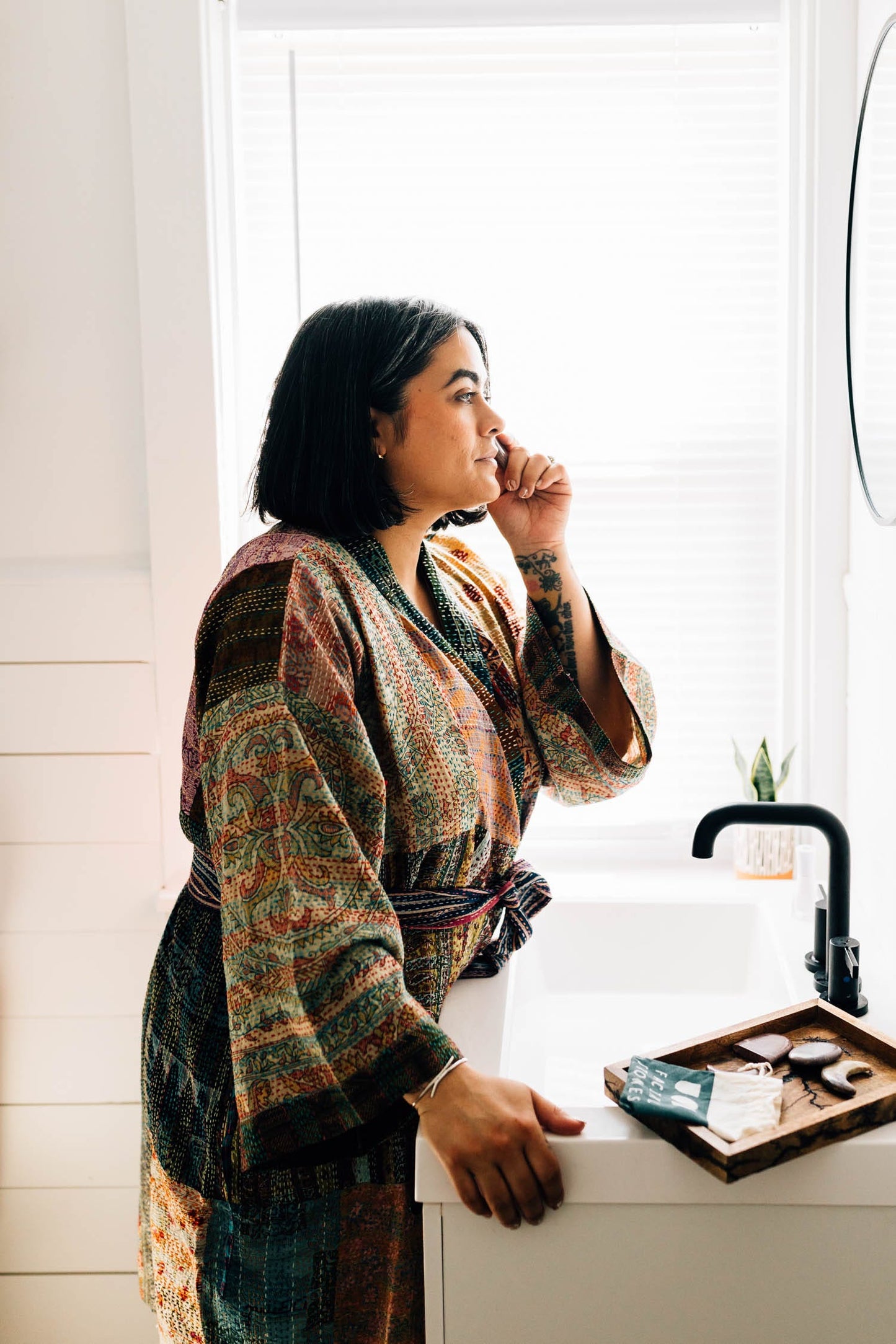 Kantha Stitch Sari Bathrobe