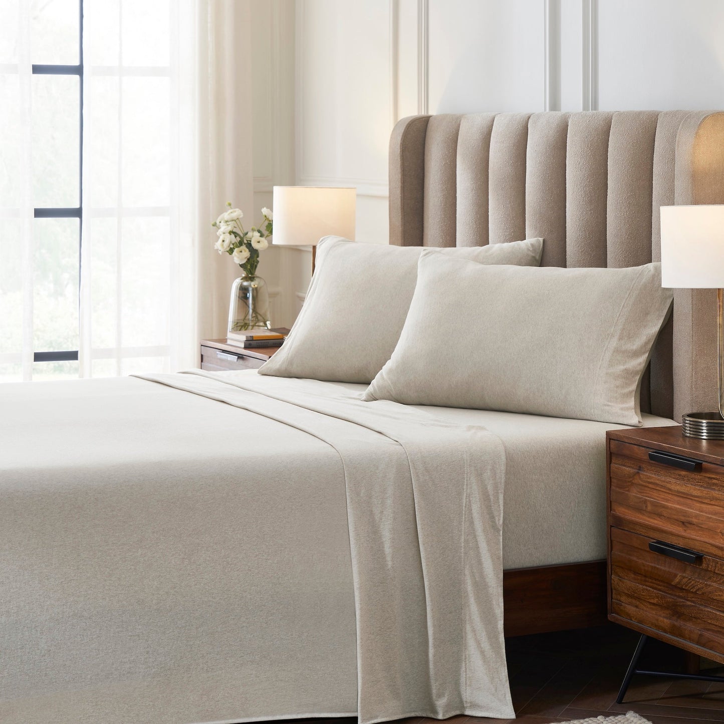 Halston Cotton Melange Jersey Sheet Set
