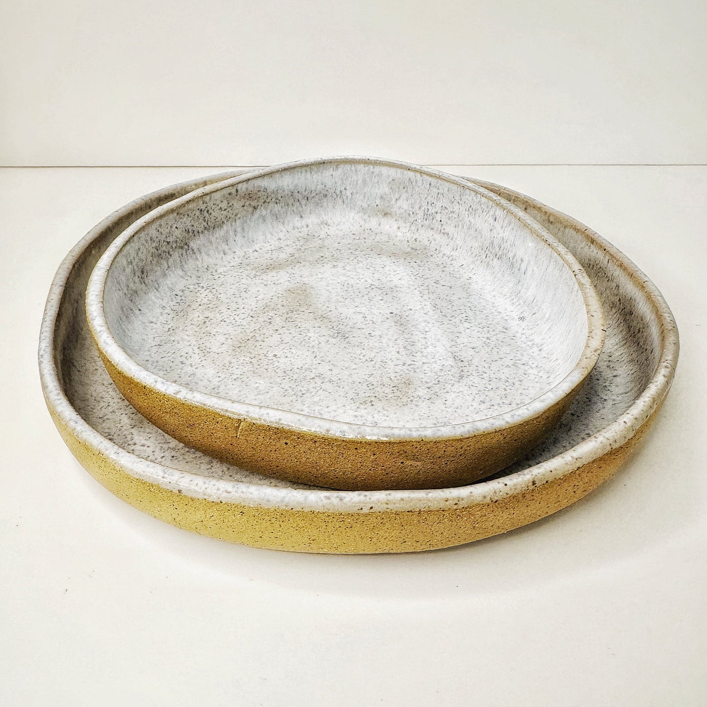 Handmade Ceramic PLATES BUNDLE | Color: Ocean Sand. (Sizes: 8.5" & 6")
