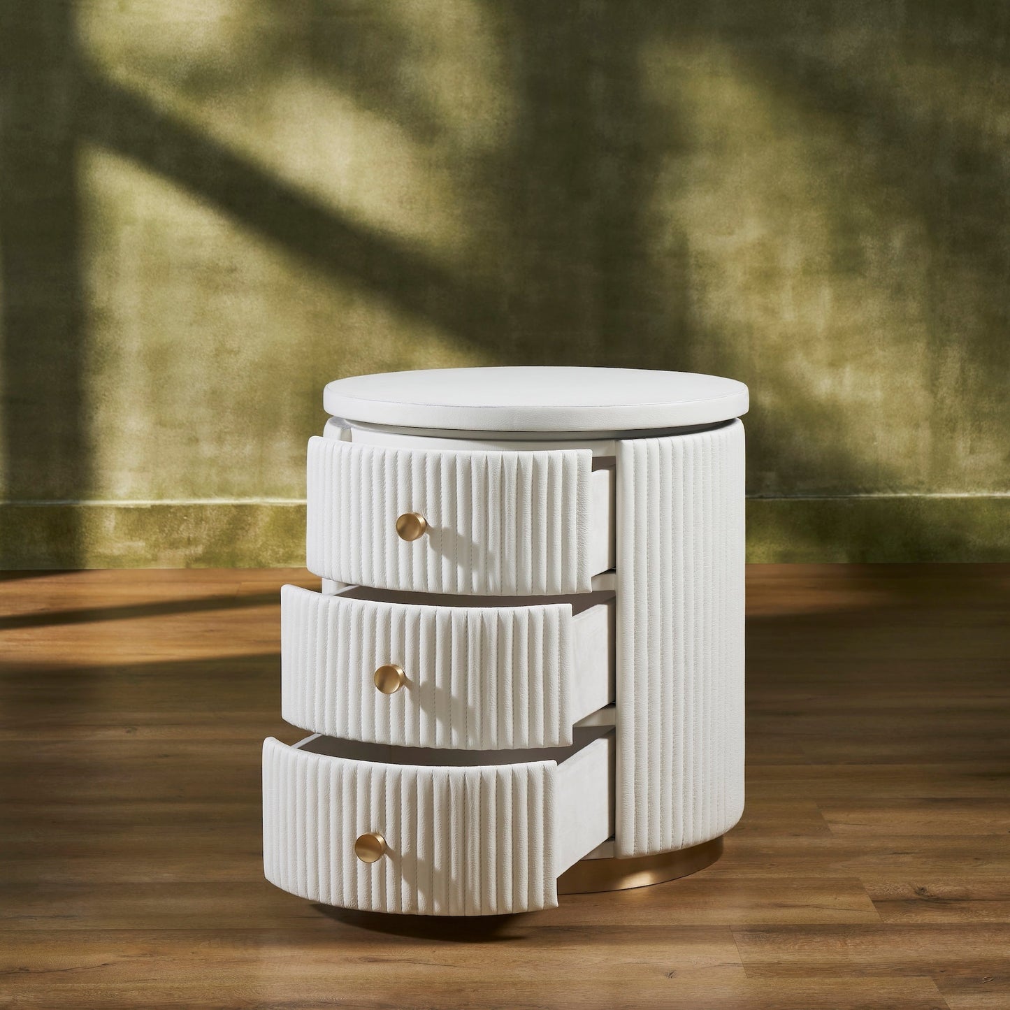 Stanford Round Leather Side Table