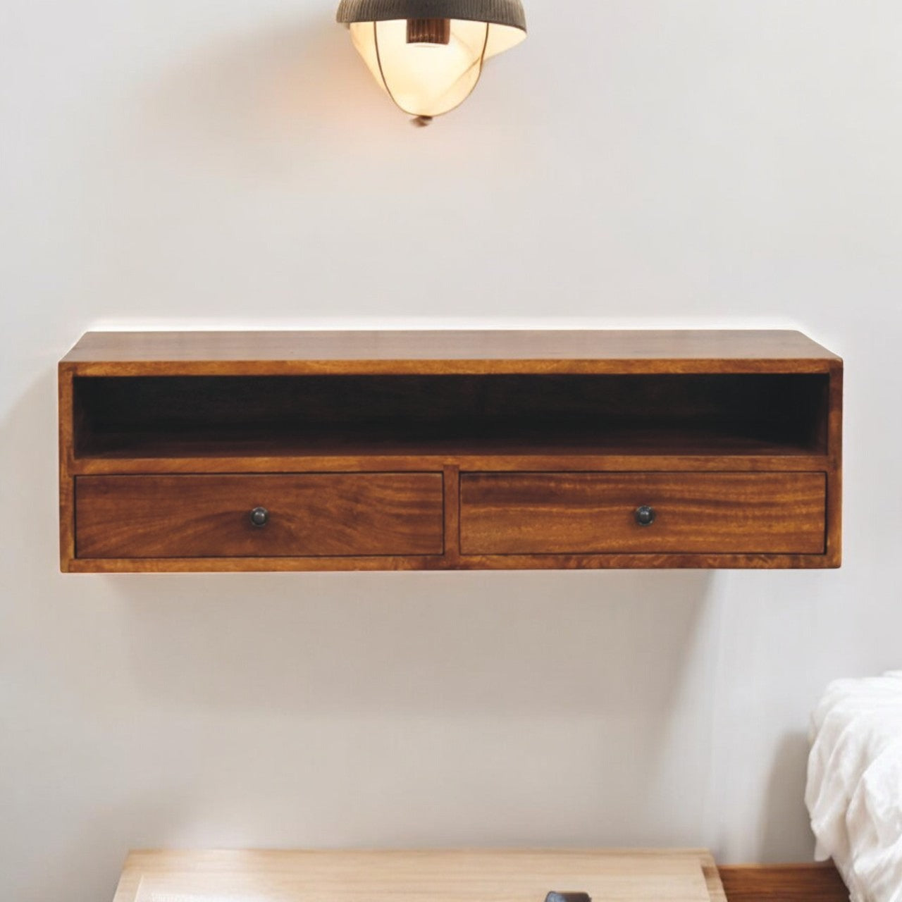Solid Wood Lunar Wall-Mounted Media Unit