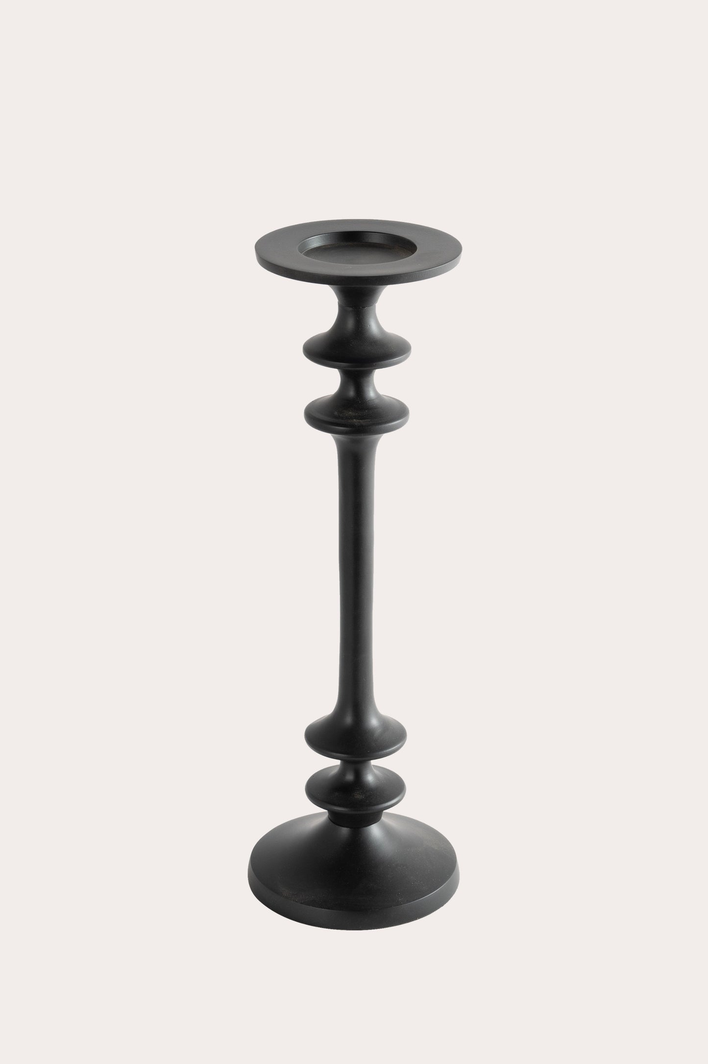Classic Tall Black Aluminum Candle Holder for Table Decor, 14 Inches