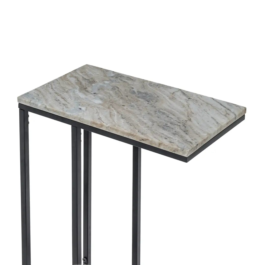 C-Shape Side Table with Marble Top