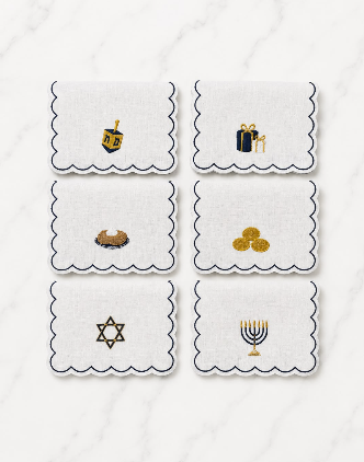 Hanukkah Cocktail Napkins (Set of 6) with Acrylic Gift Box