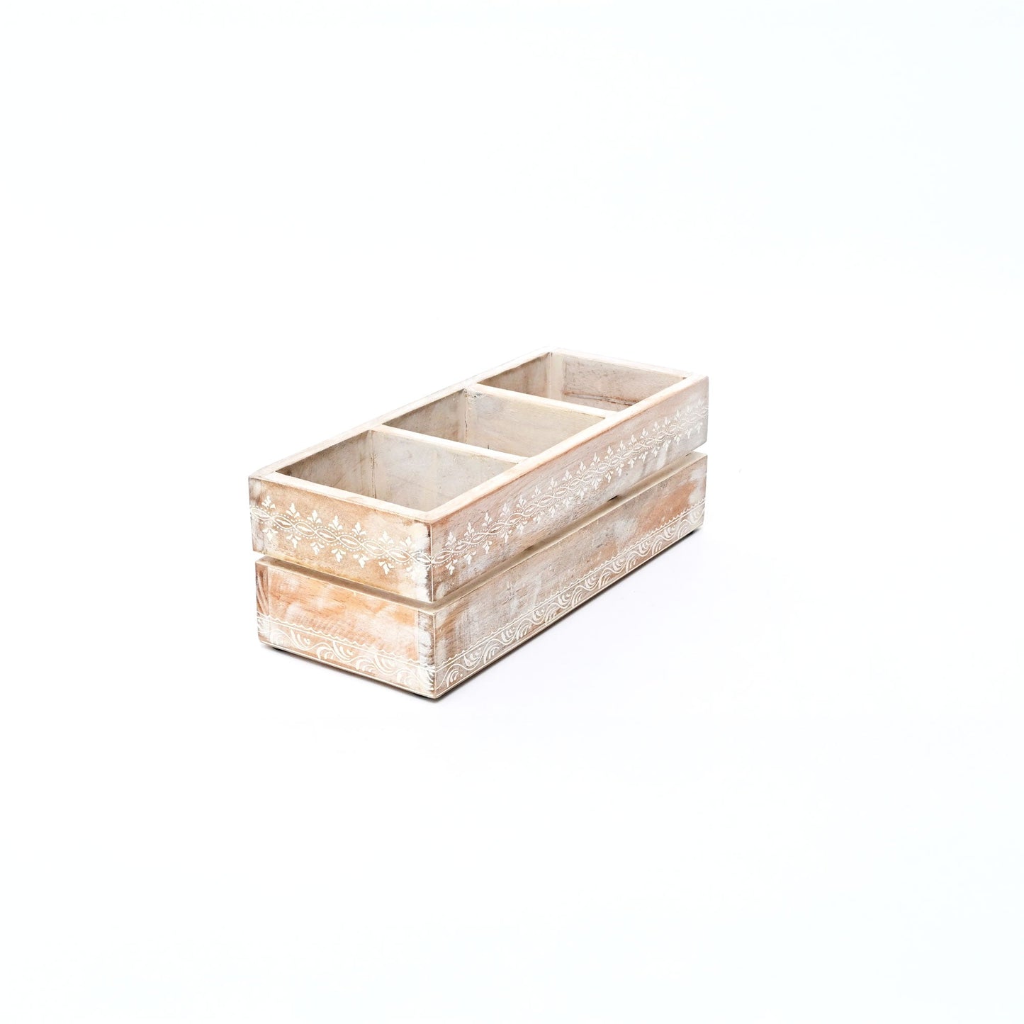 Natural Mango Wood Cutlery Holder | Hand-Carved Design