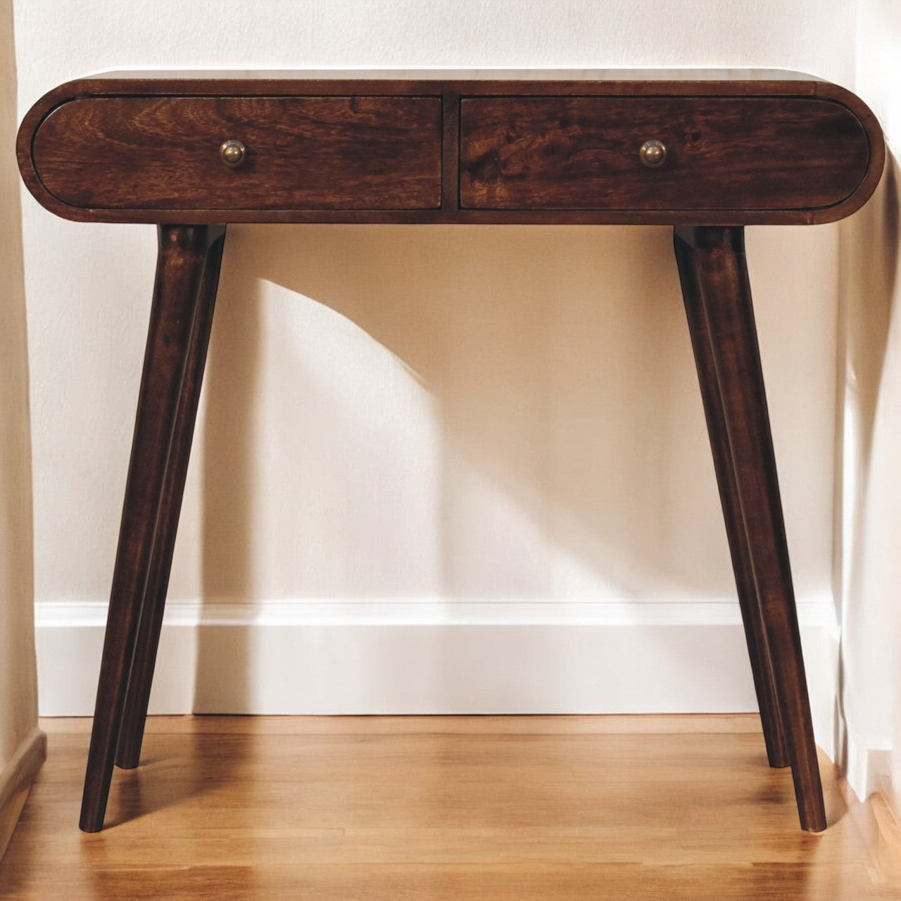 Solid Wood California Walnut Curved Edge Console Table