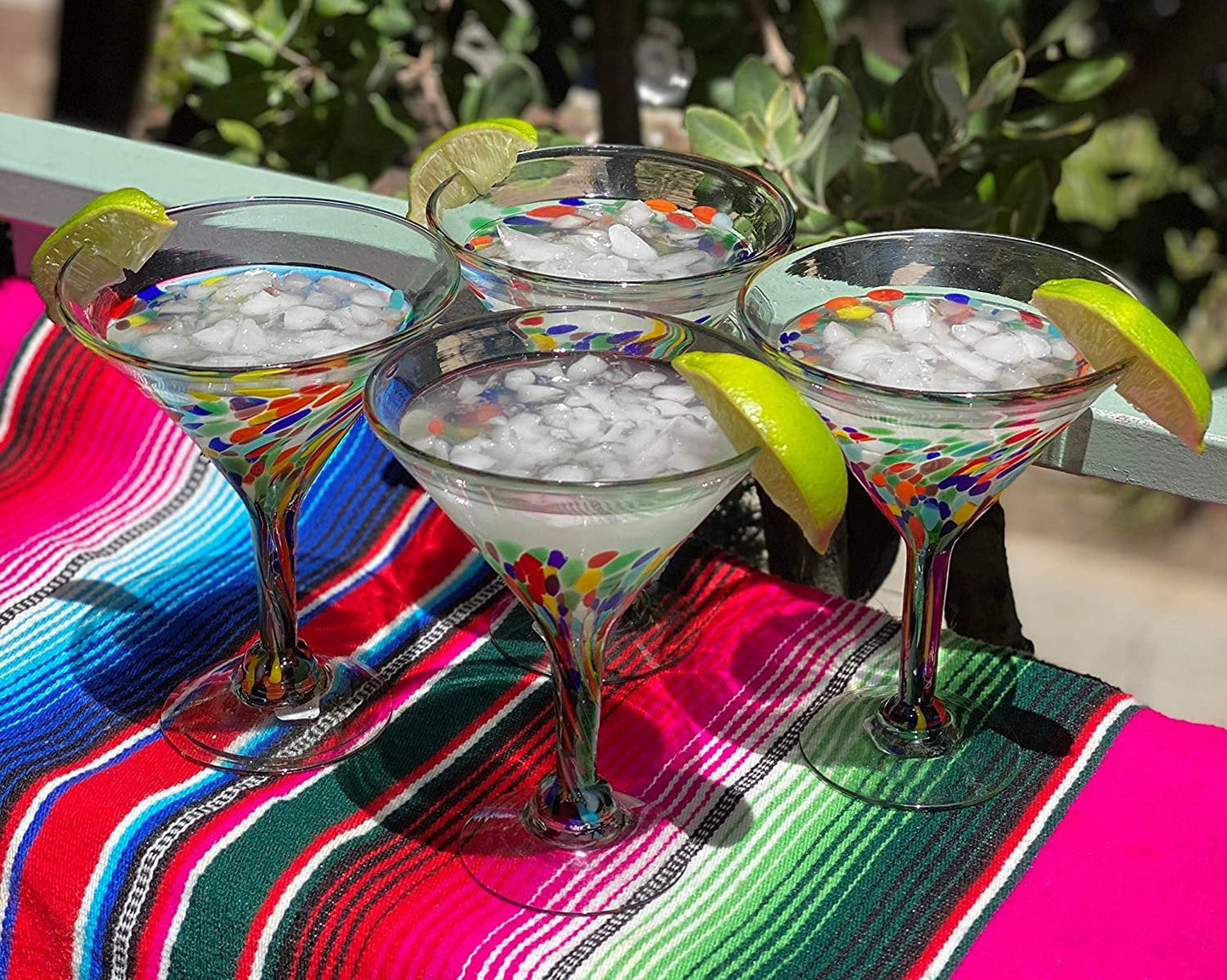 Confetti Carmen Design Margarita Glasses - Martini Style - Set of 4