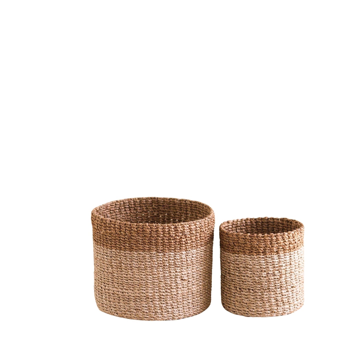 S/2 Natural + Brown Tabletop Bins
