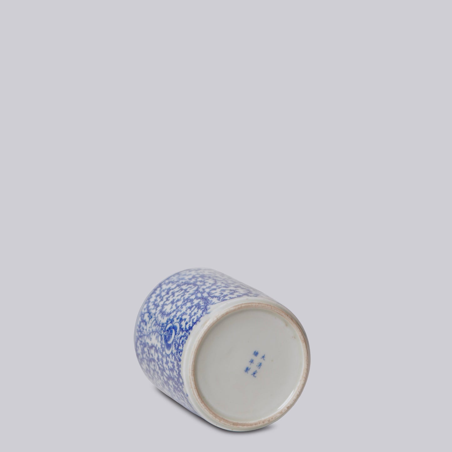 Tiny Blue and White Porcelain Country Peony Cachepot