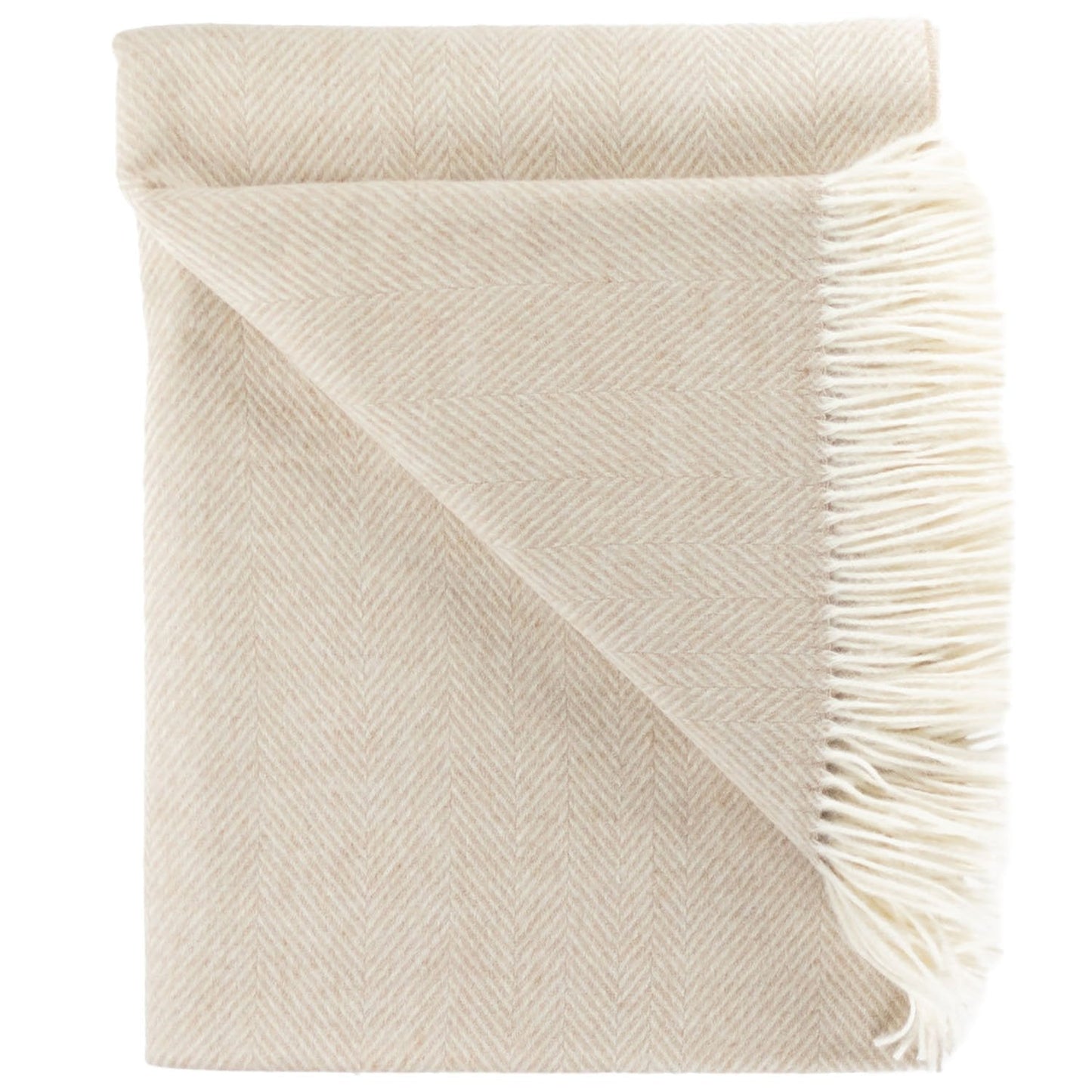 Southampton Home Merino Wool Herringbone Throw (Linen)