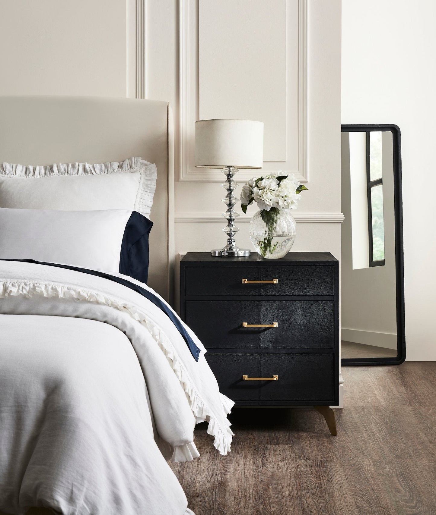 Berkeley Three Drawer Leather Side Table