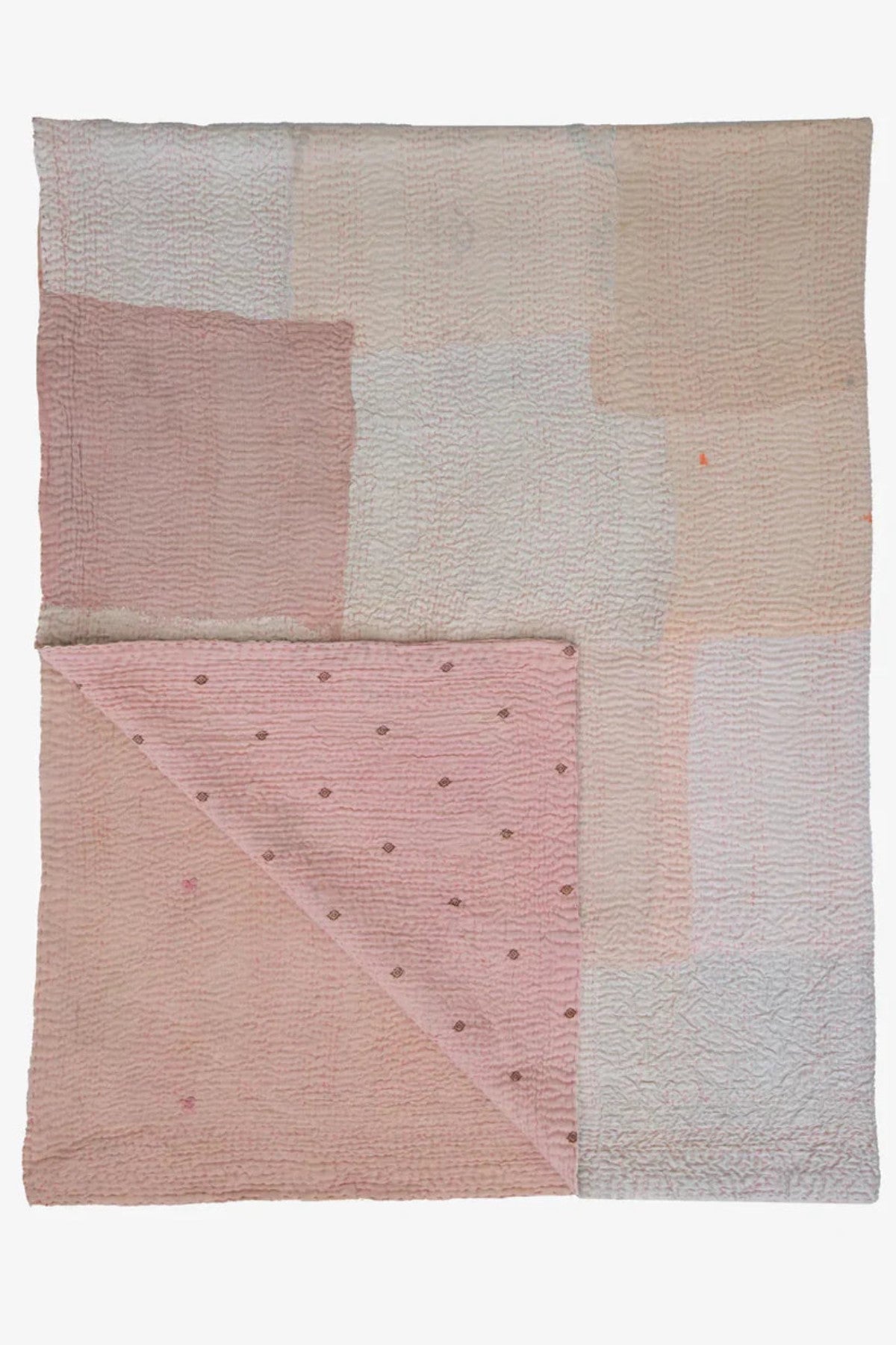 Mosaic Fray Patch Vintage Kantha Throw - Shallot