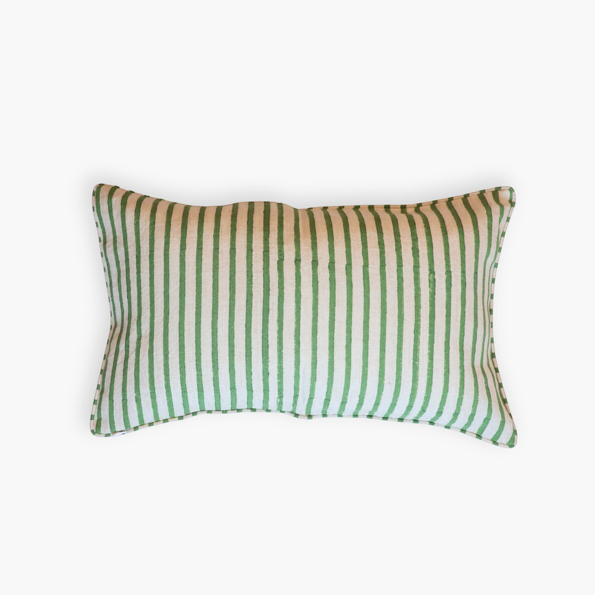Neera Lumbar Hand-Printed Pillow Cover - Fern Green