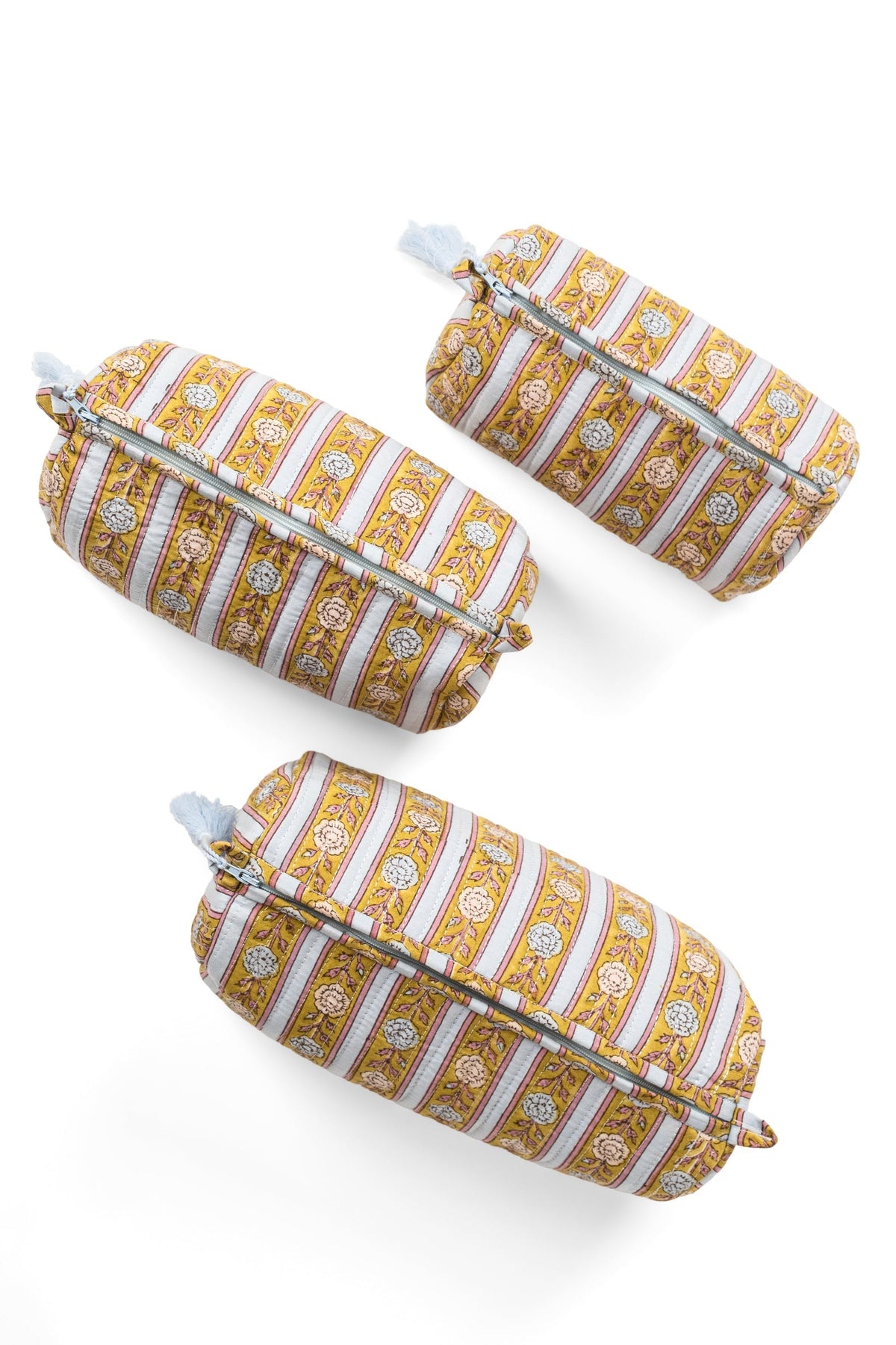 Vintage Floral Stripes Makeup Bag