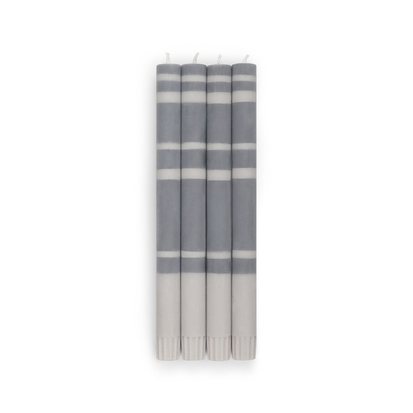 Striped Dinner Candles in Gunmetal and Gull Grey