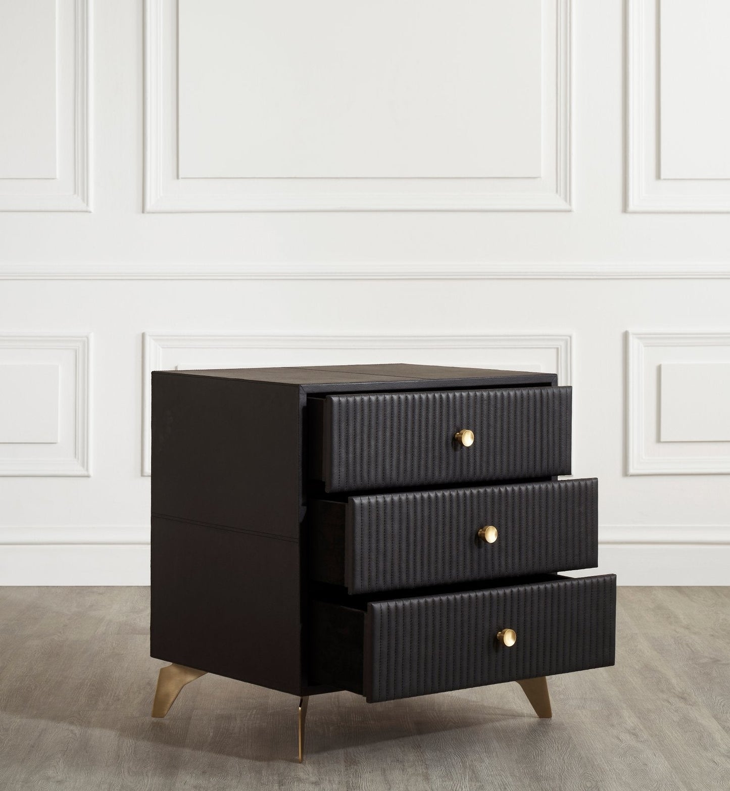 Stanford Three Drawer Leather Side Table
