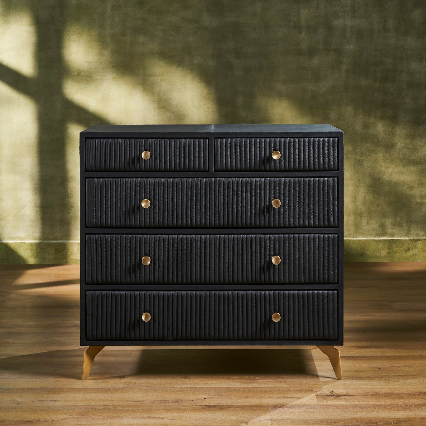 Stanford Five Drawer Leather Chest