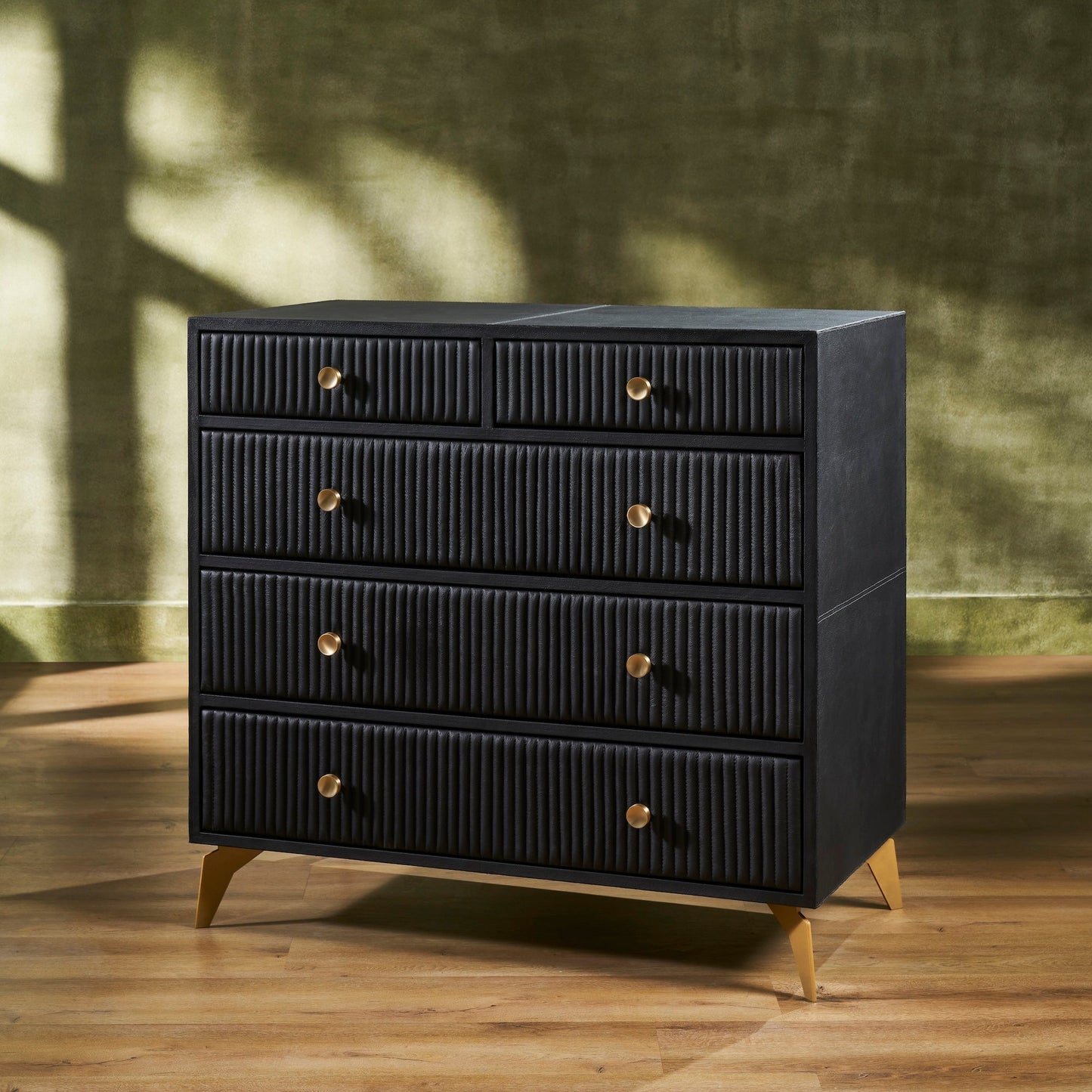 Stanford Five Drawer Leather Chest