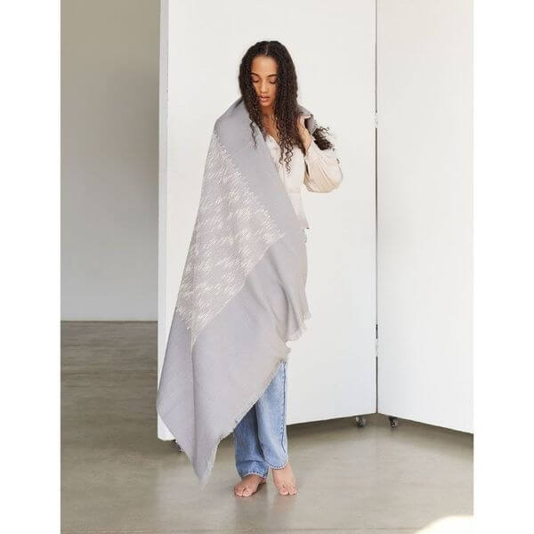 Flo Gray Textured Handloom Merino Throw