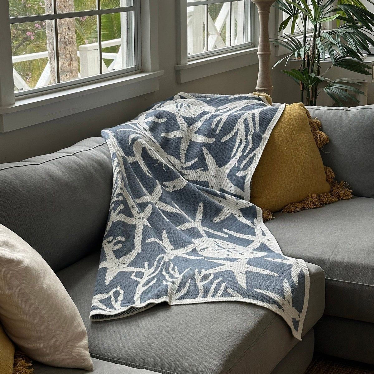 Ocean's Edge - Cotton Sustainable Knit Throw Blanket | Coastal