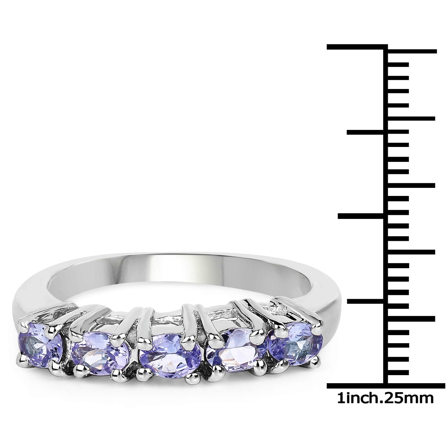 0.85 Carat Genuine Tanzanite .925 Sterling Silver Ring