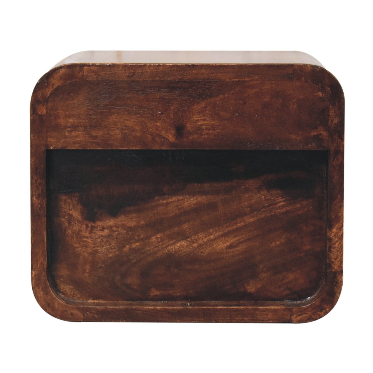 Solid Wood Mini Curved California Walnut Wall-Mounted Bedside Table