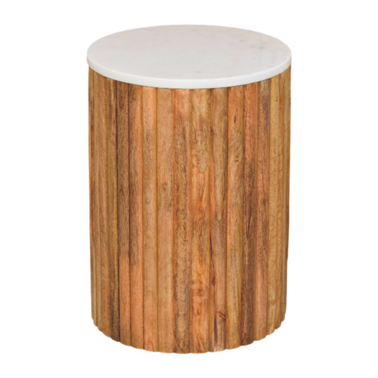 Artisan Furniture Solid Wood Fluted Marble Side Table