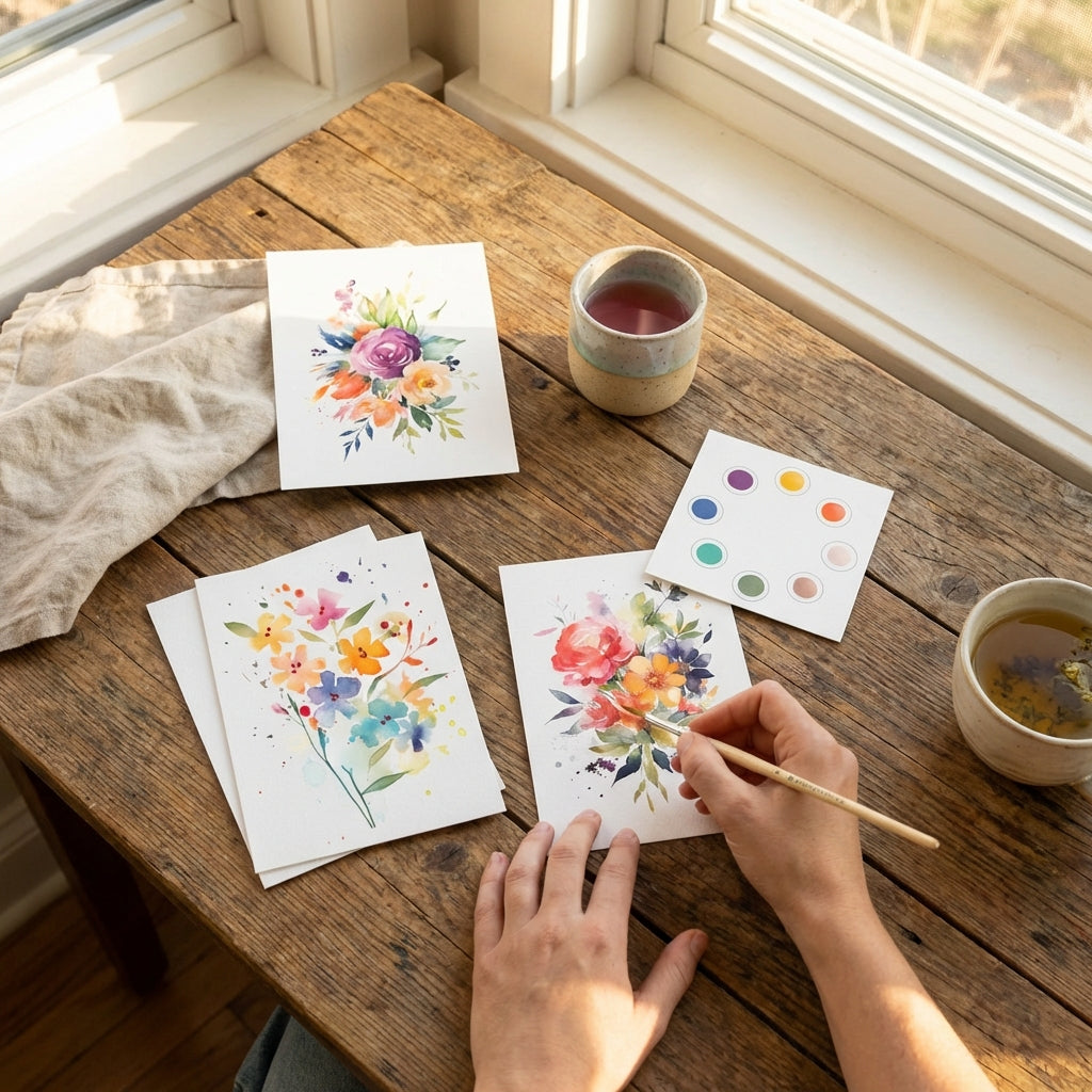 All-in-One Watercolor Art Prints + Postcards: Vibrant Botanicals